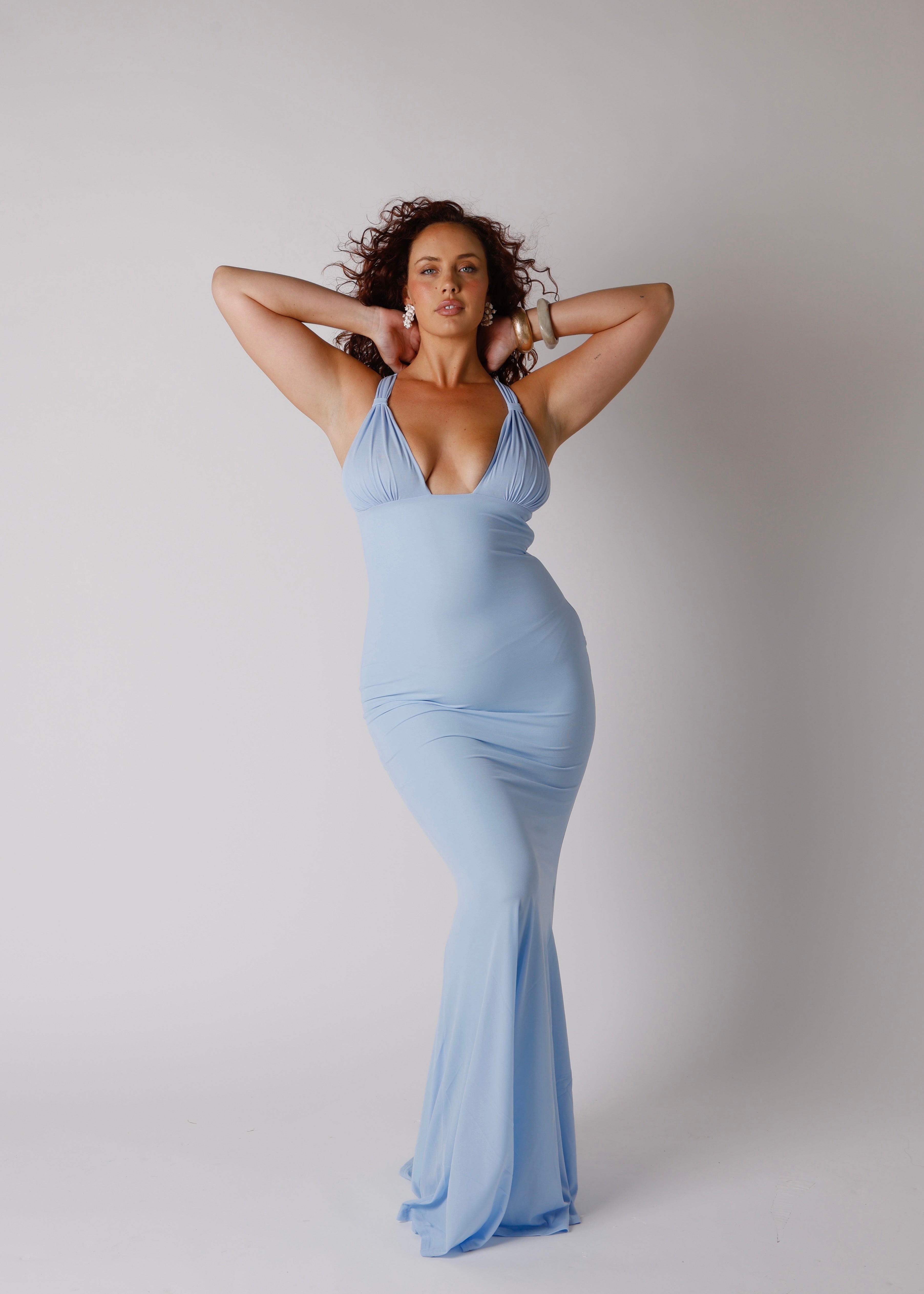 'Petal' - Adjustable Fishtail Shell Cup Maxi - Powder Baby Blue