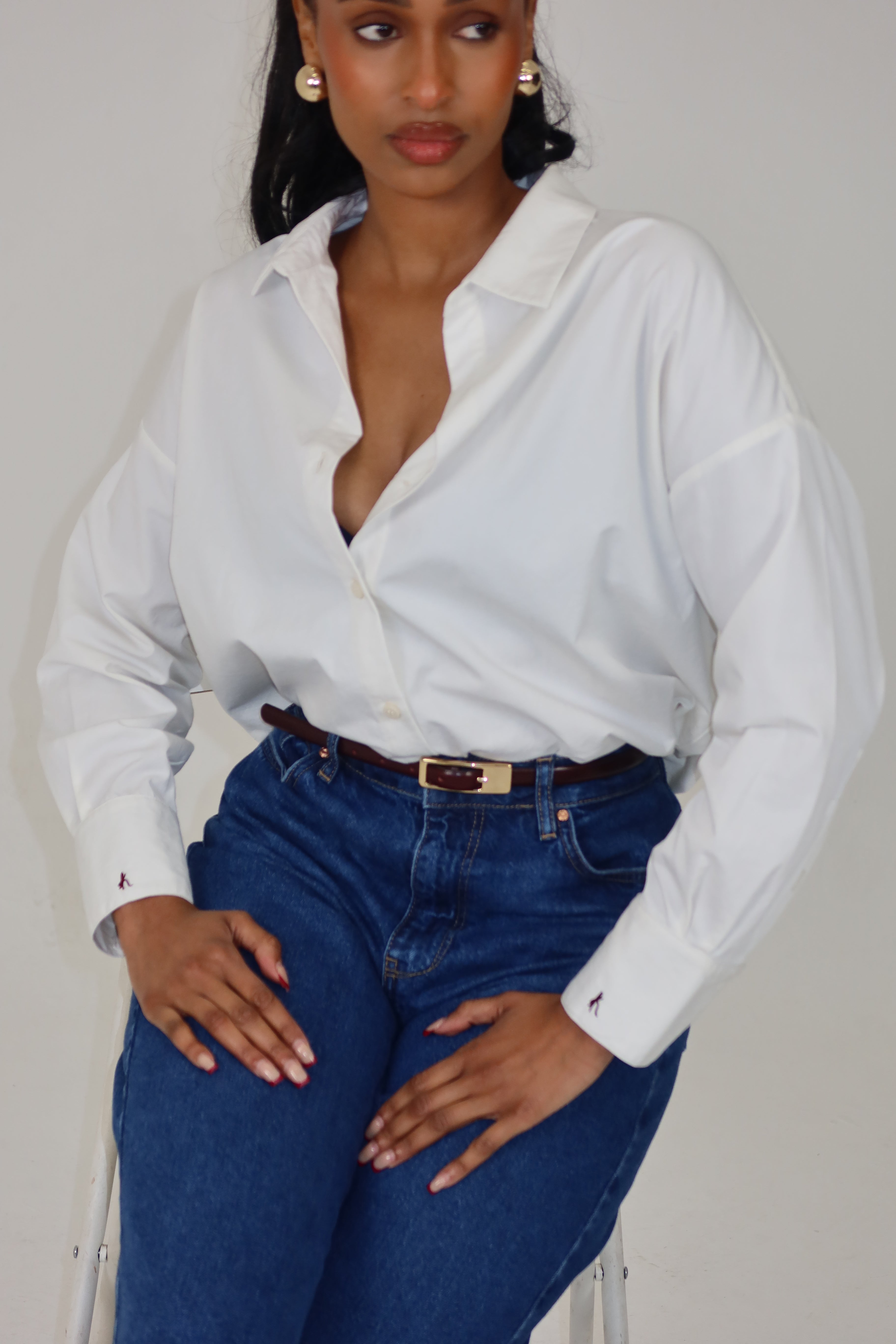 Oxford Cotton Button Up Shirt - ‘Scarlett’ | White