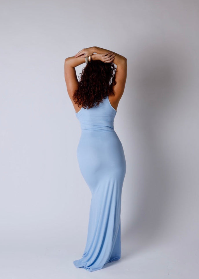 'Petal' - Adjustable Fishtail Shell Cup Maxi - Powder Baby Blue