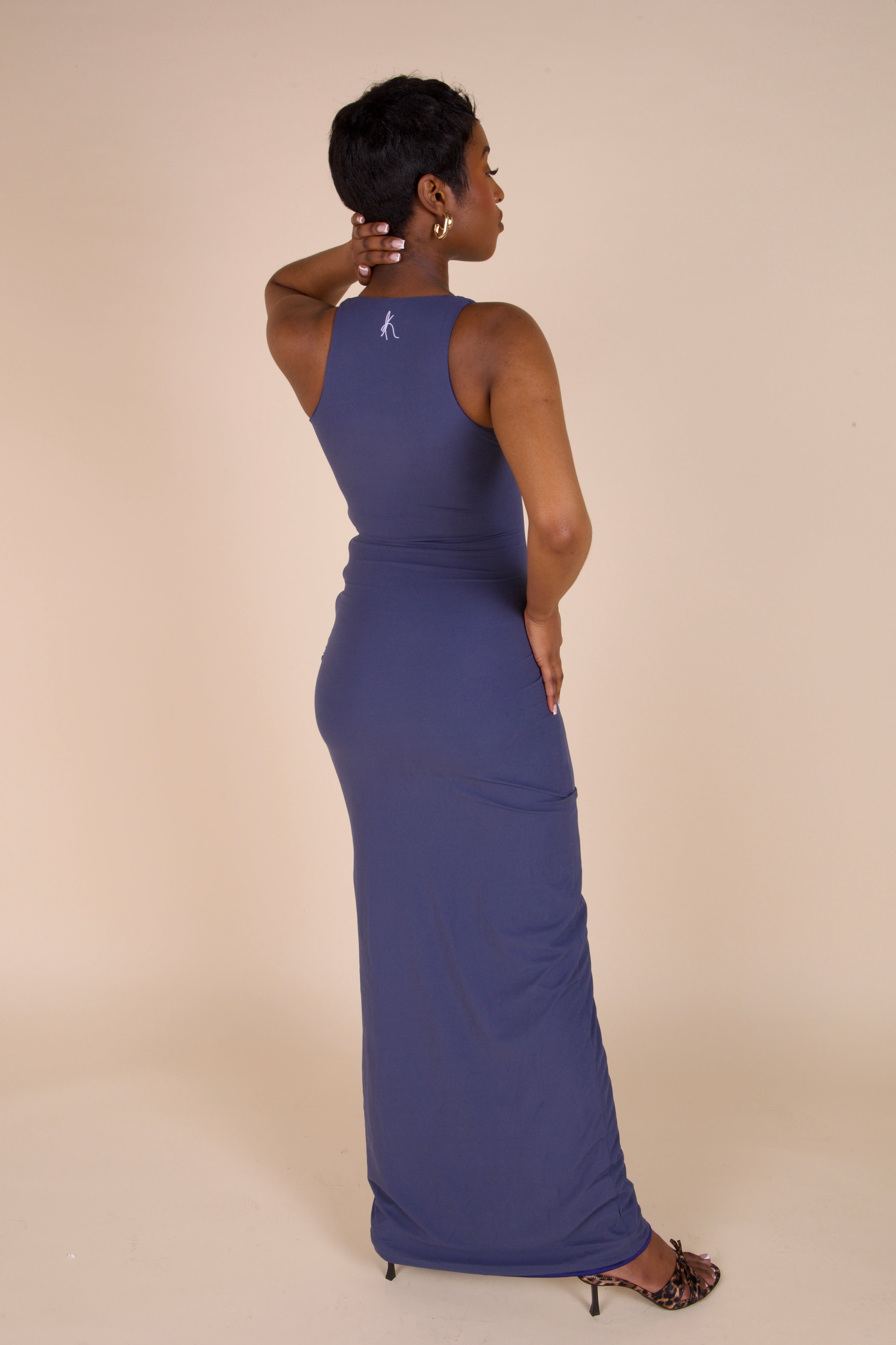Adjustable Shell Cup Maxi Dress - 'Marina' | Navy