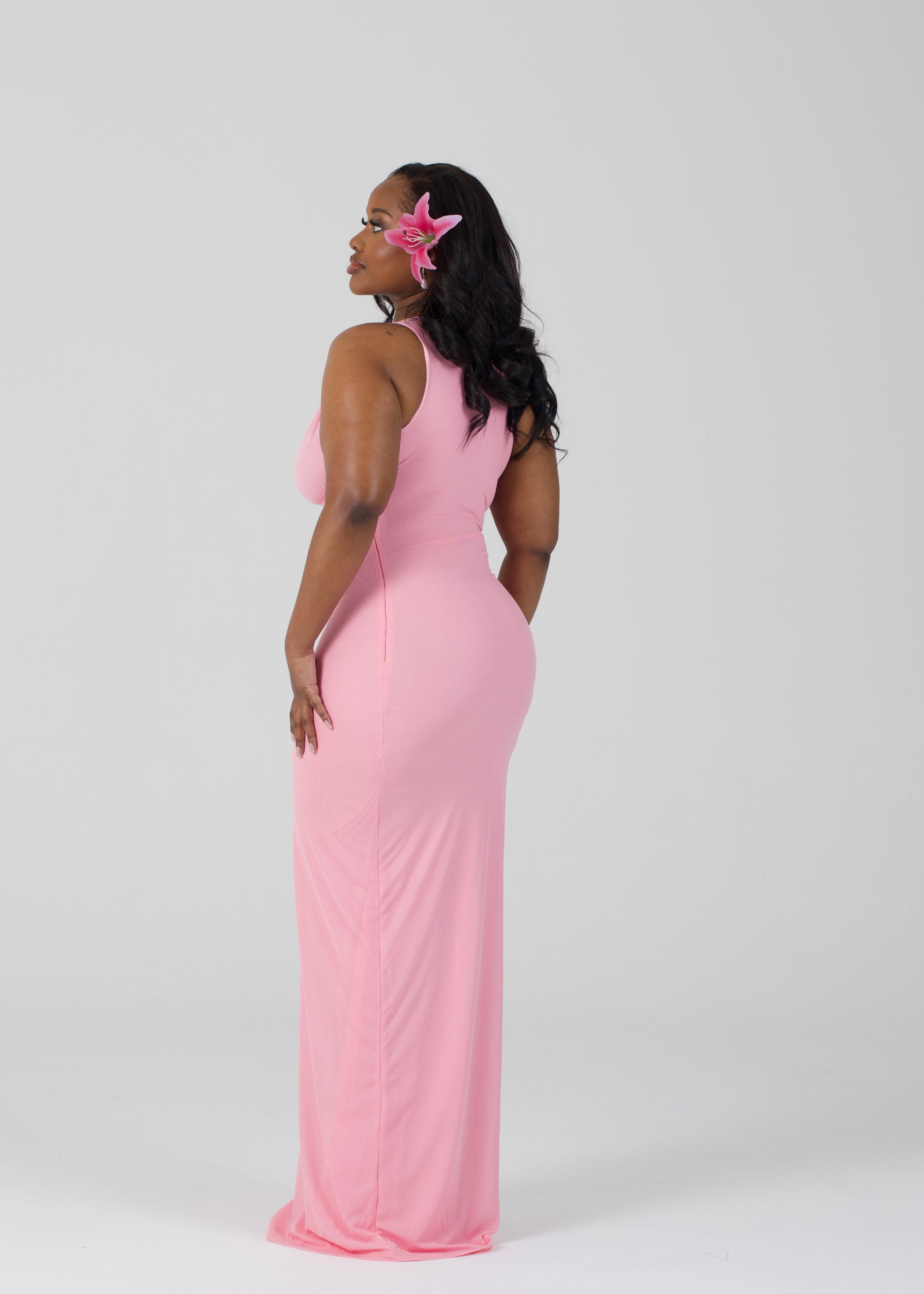 Adjustable Shell Cup Maxi Dress - 'Camille' | Pink