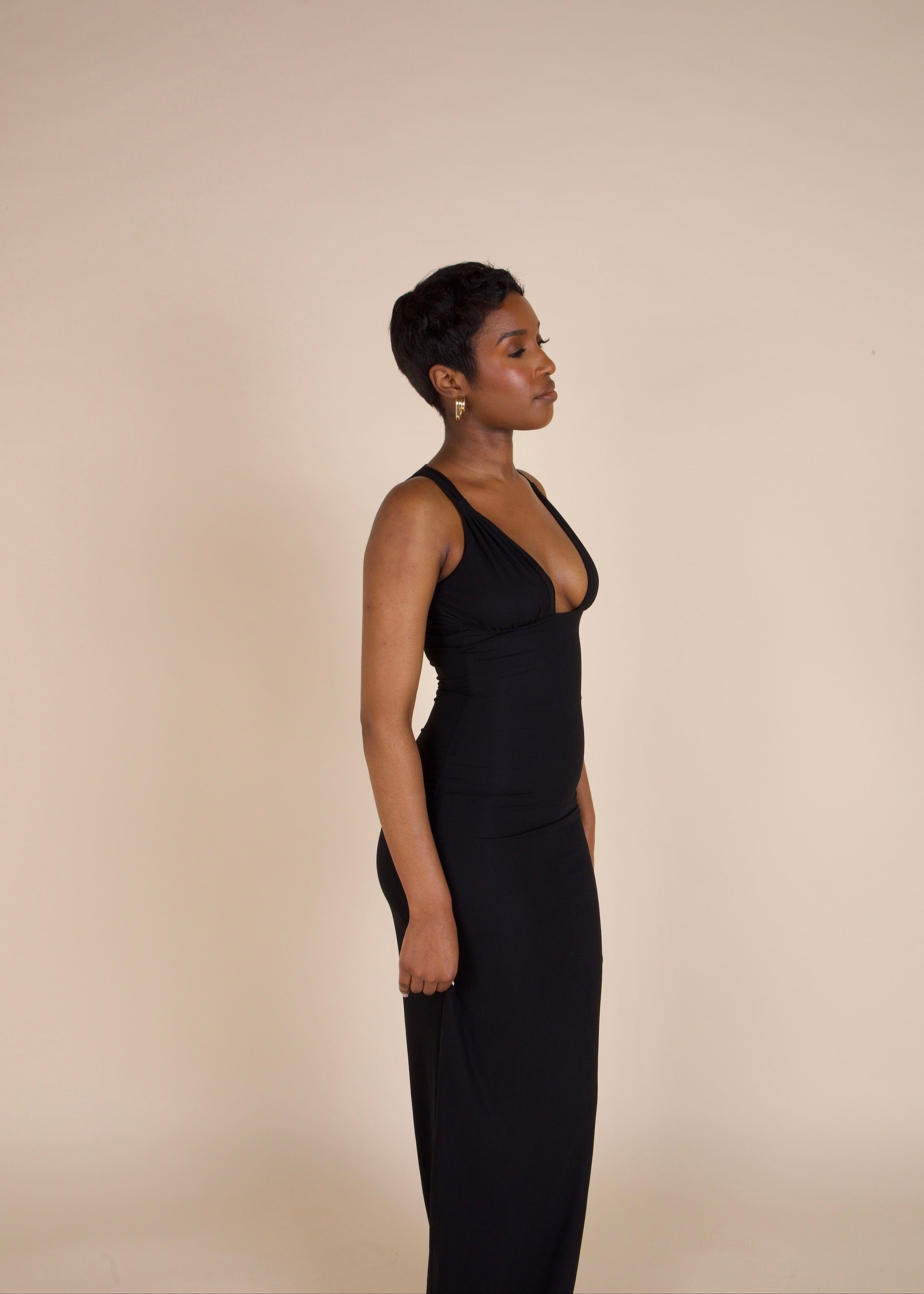 LIMITED EDITION: Adjustable Shell Cup Maxi Dress - 'Adriana' | Black