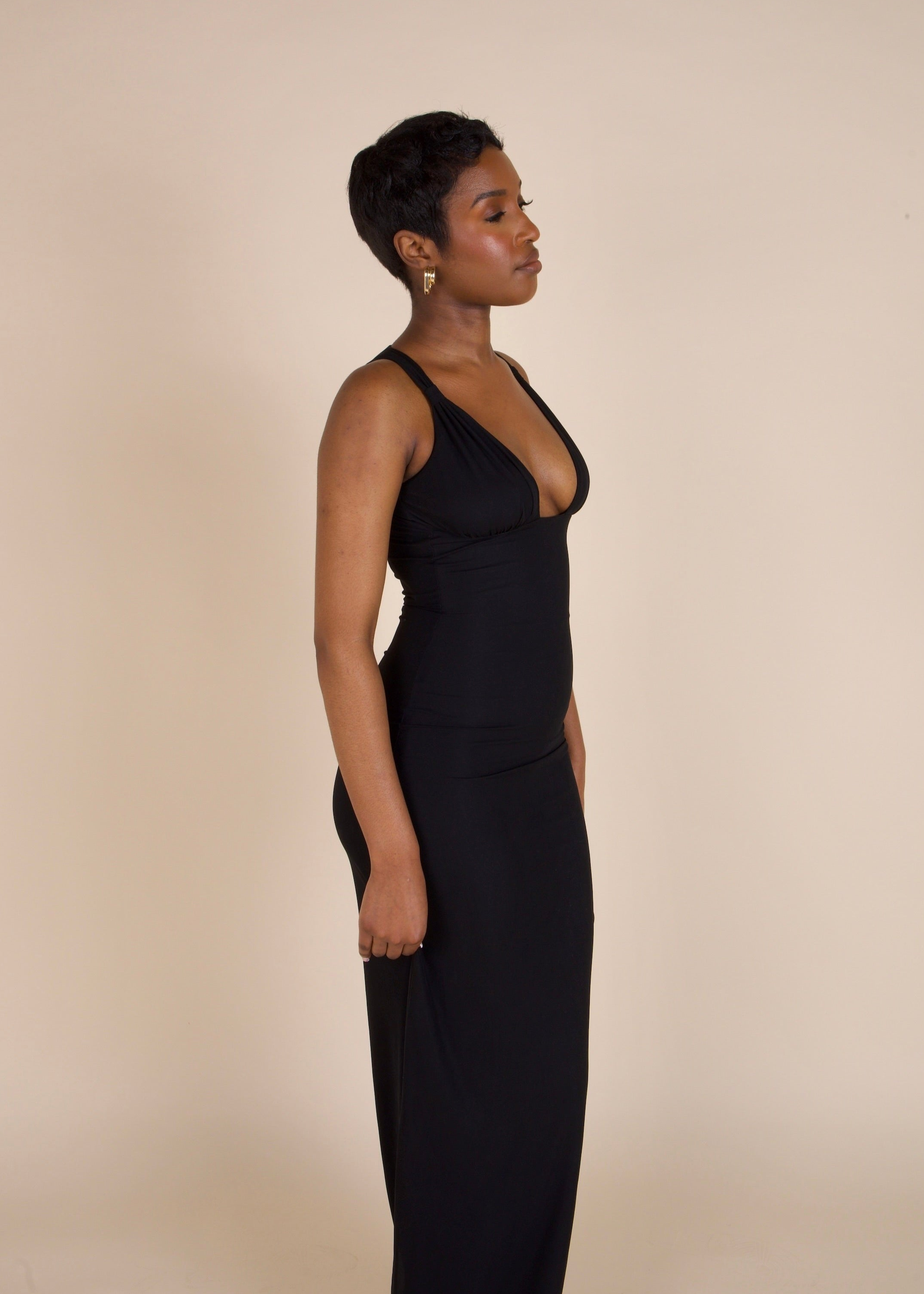 LIMITED EDITION: Adjustable Shell Cup Maxi Dress - 'Adriana' | Black