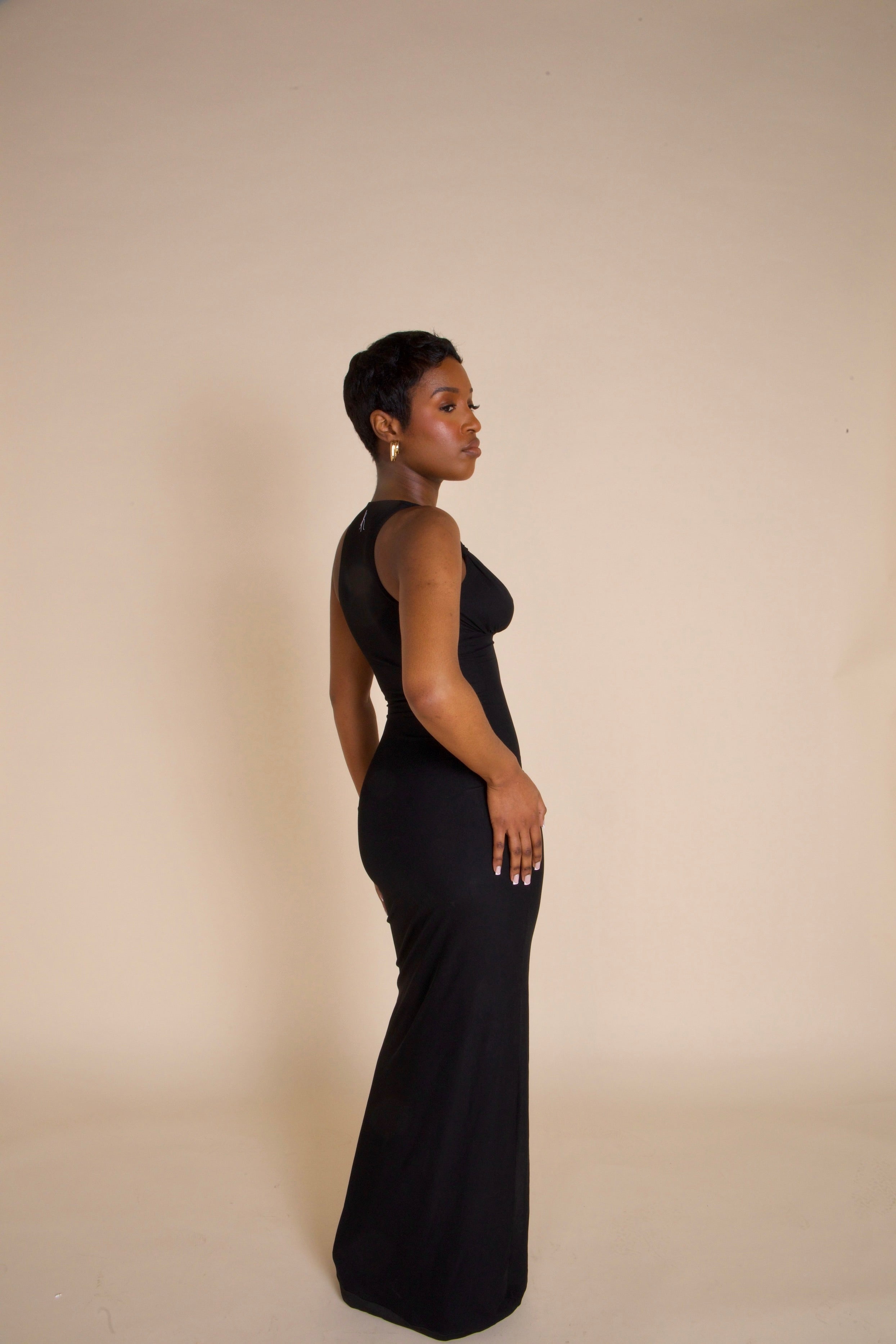 LIMITED EDITION: Adjustable Shell Cup Maxi Dress - 'Adriana' | Black