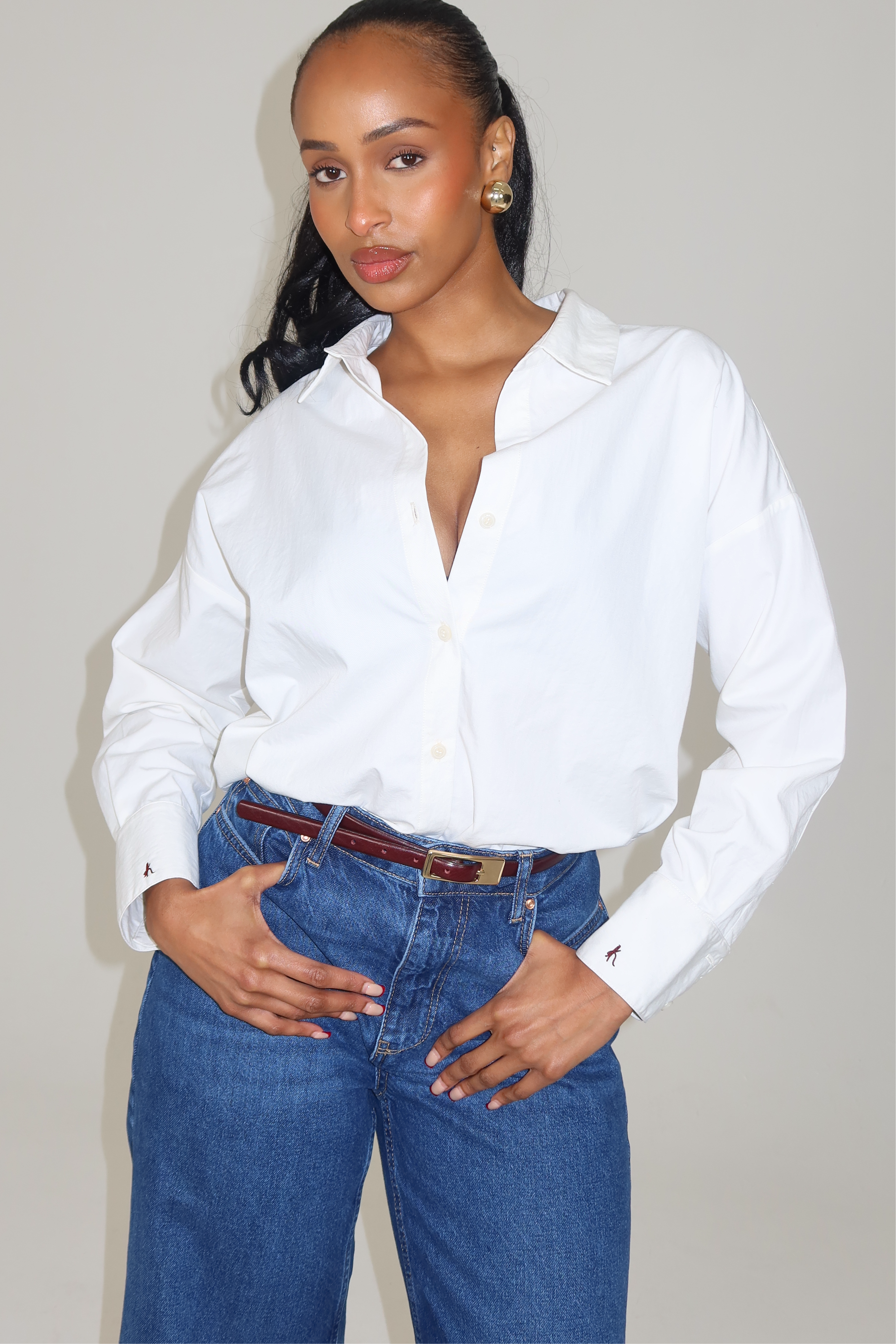 Oxford Cotton Button Up Shirt - ‘Scarlett’  | White