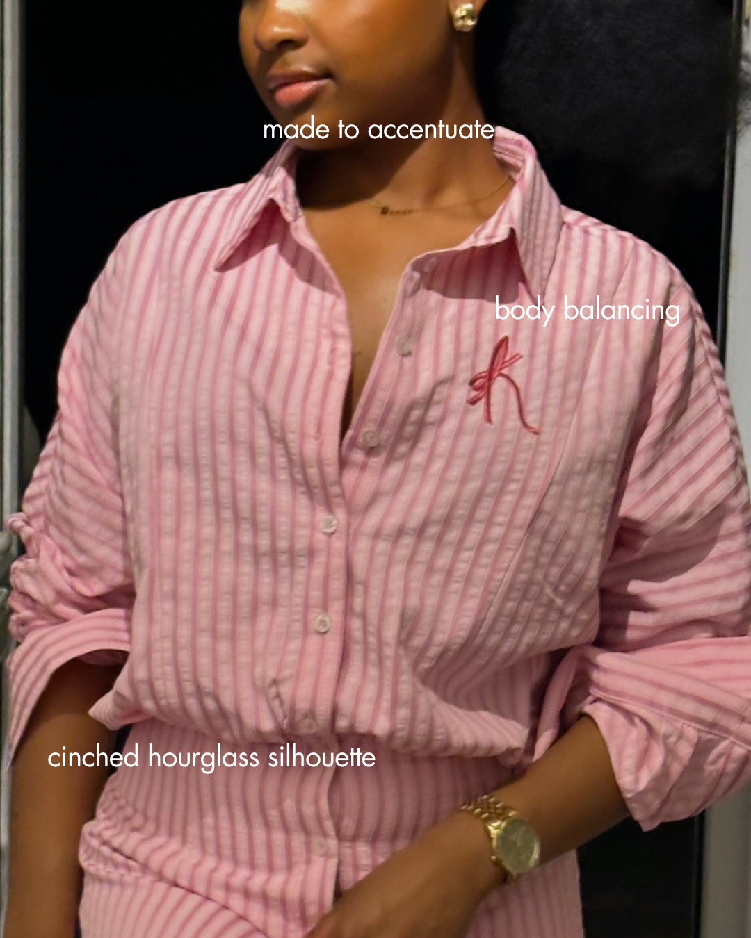 'Raya’ Cinched Waist Shirt Dress - Pink