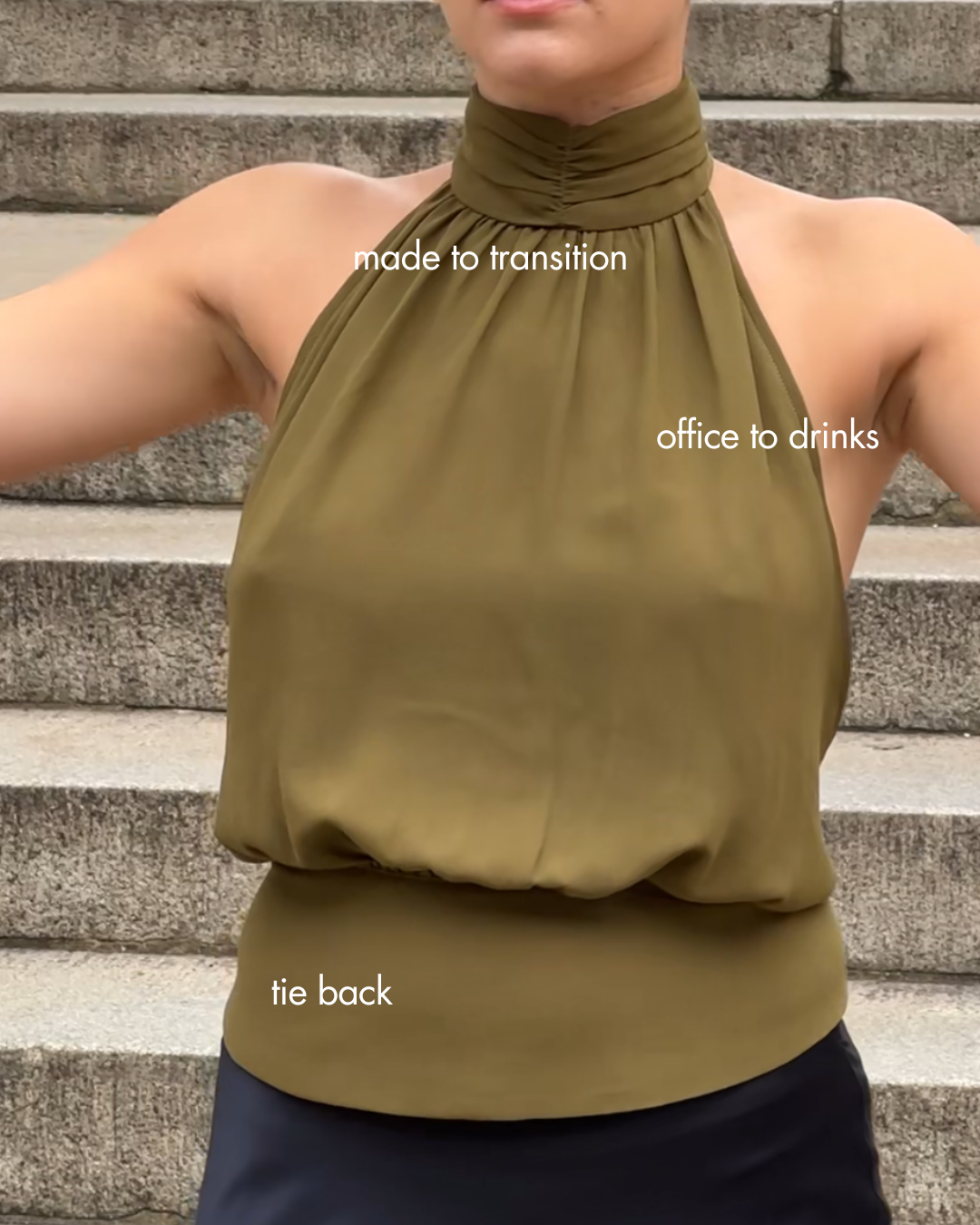 LIMITED EDITION: Chiffon Tieback Halter Top - 'Yuni' | Olive